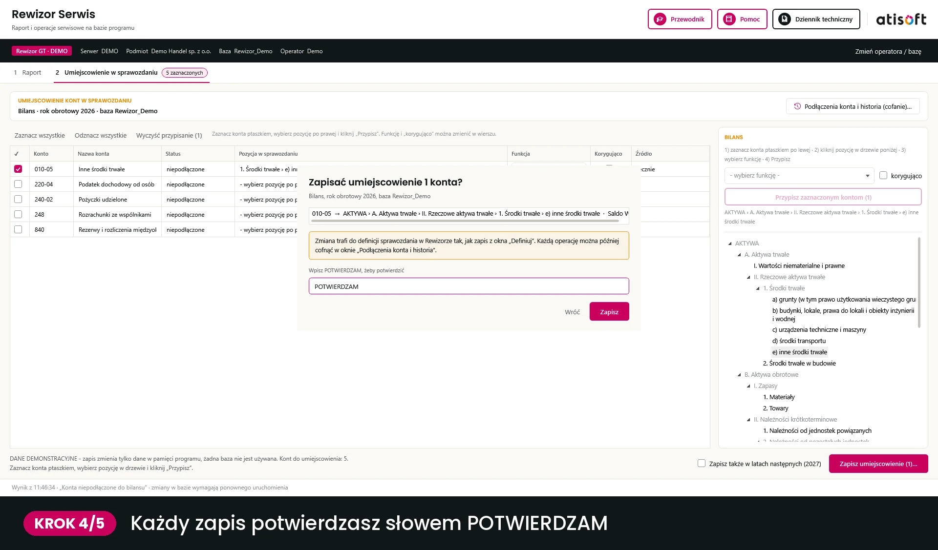 Krok 4 - potwierdzenie zapisu słowem POTWIERDZAM